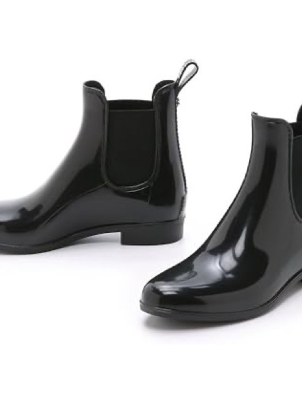 Sam Edelman Tinsley Chelsea Rain Boot 8 Black Glossy Ankle Waterproof Slip On